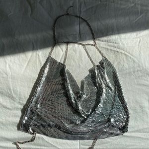 metallic halter top